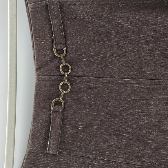 New York Clothing Co Brown 12 A Line Skirt Light Denim Zip Back Flowy Modest - Picture 2 of 9